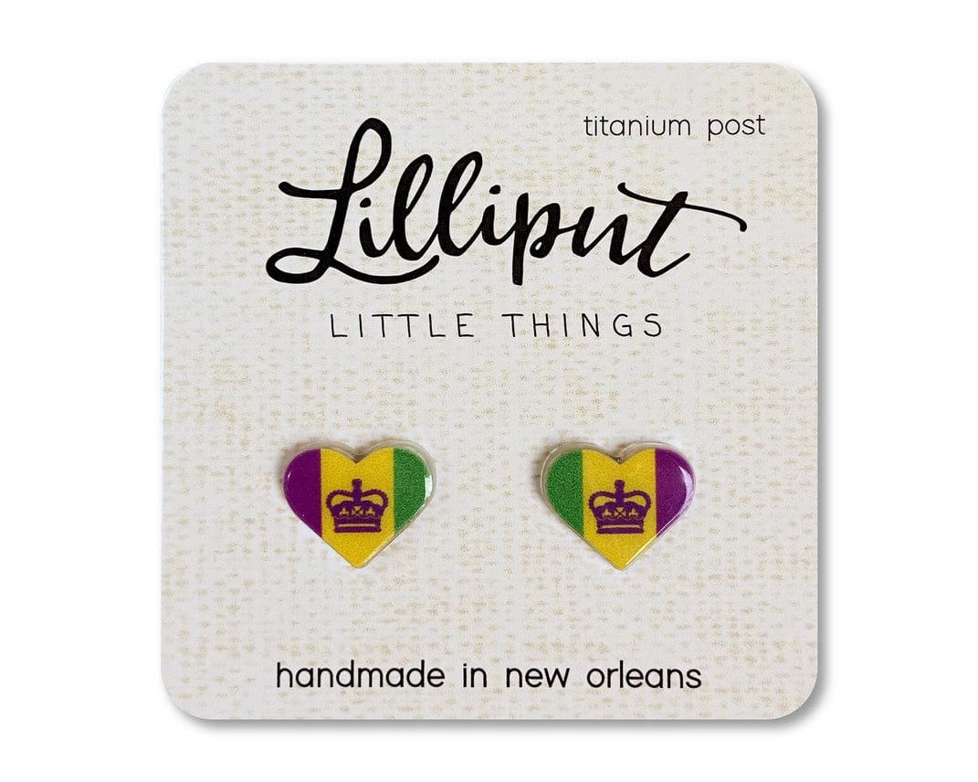 Lilliput Little Things Lilliput Little Things Mardi Gras Crown Heart Earrings - Little Miss Muffin Children & Home