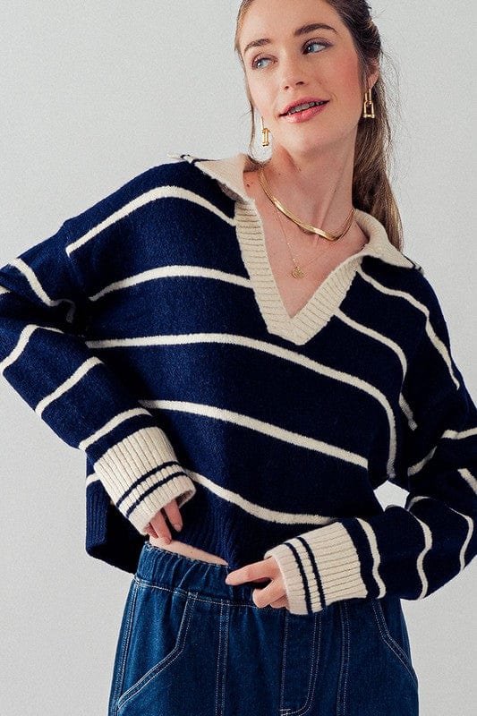 Fashion Week Fashion Week Striped Knit Sailor Collar Sweater - Little Miss Muffin Children & Home