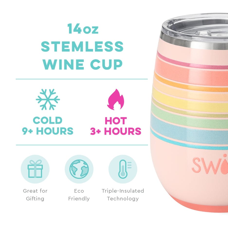 Swig Life Swig Life Good Vibrations Stemless Wine Cup (14oz) - Little Miss Muffin Children & Home