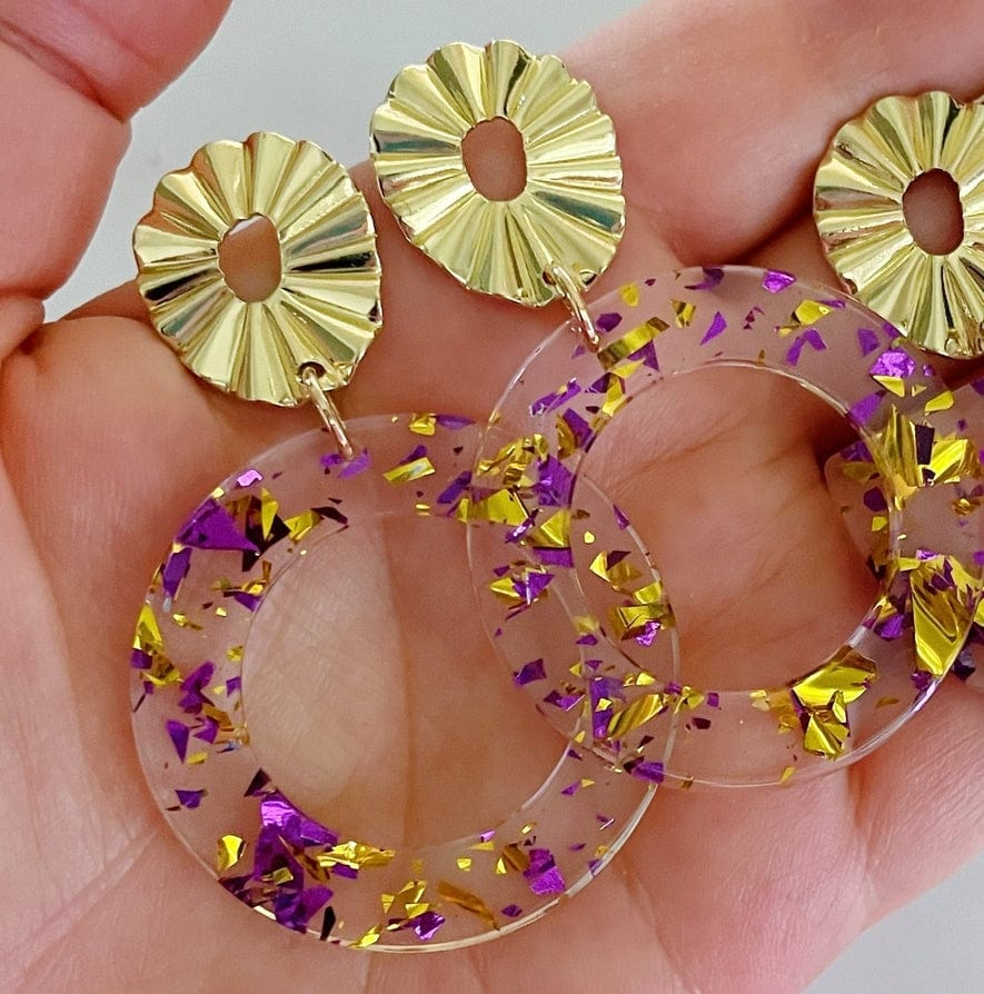 Laalee Jewelry Laalee Jewelry Purple & Gold Gameday Earrings - Little Miss Muffin Children & Home