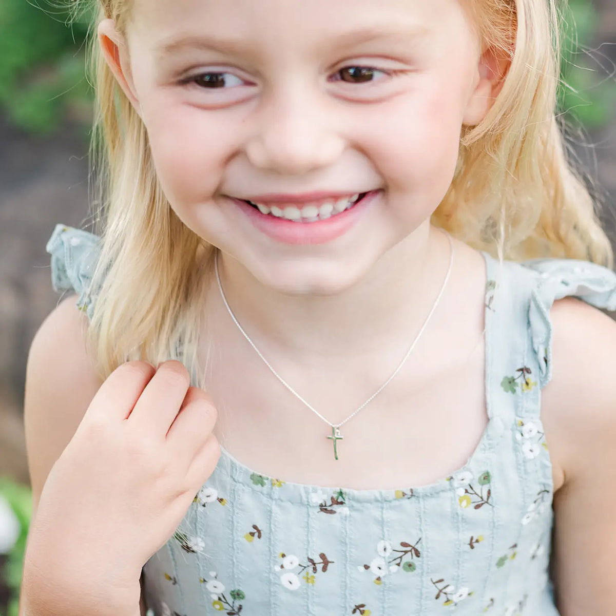 Girls Sterling Silver Cross Charm Necklace