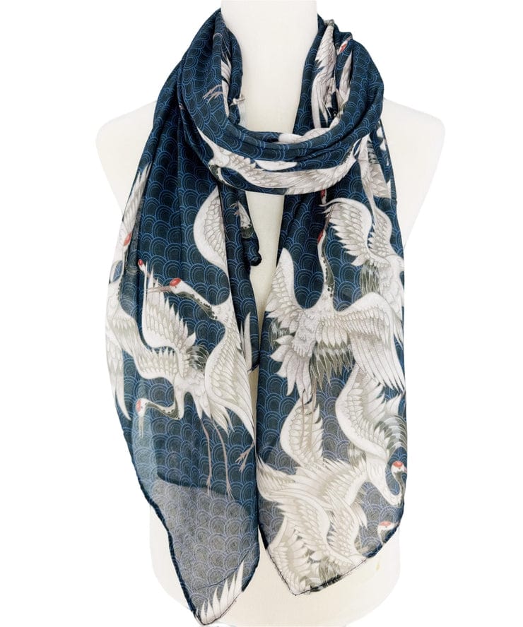 JC Sunny Fashion JC Sunny Navy-White Crane Scarf - Little Miss Muffin Children & Home