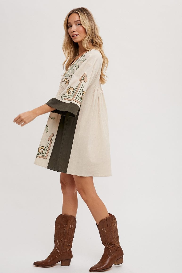 Bluivy Bluivy Boho Embroidered Babydoll Dress, Sage - Little Miss Muffin Children & Home