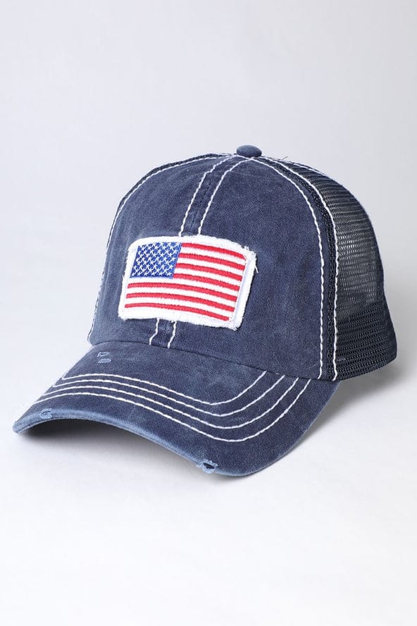 Fashion City America USA Flag Mesh Snapback Baseball Cap, Navy - Little Miss Muffin Children & Home