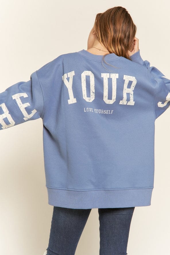 Jade by Jane Jade by Jane Be Yourself Sweatshirt in Washed Blue - Little Miss Muffin Children & Home