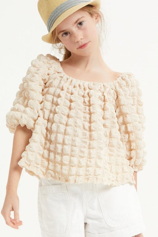 Good Girl Good Girl Tween Embossed Bubble Texture Balloon Sleeve Top - Little Miss Muffin Children & Home