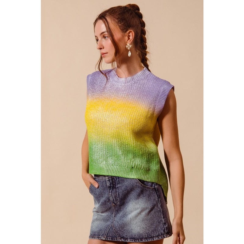 Ive Ive Metallic Ombre Mardi Gras Sleeveless Sweater - Little Miss Muffin Children & Home