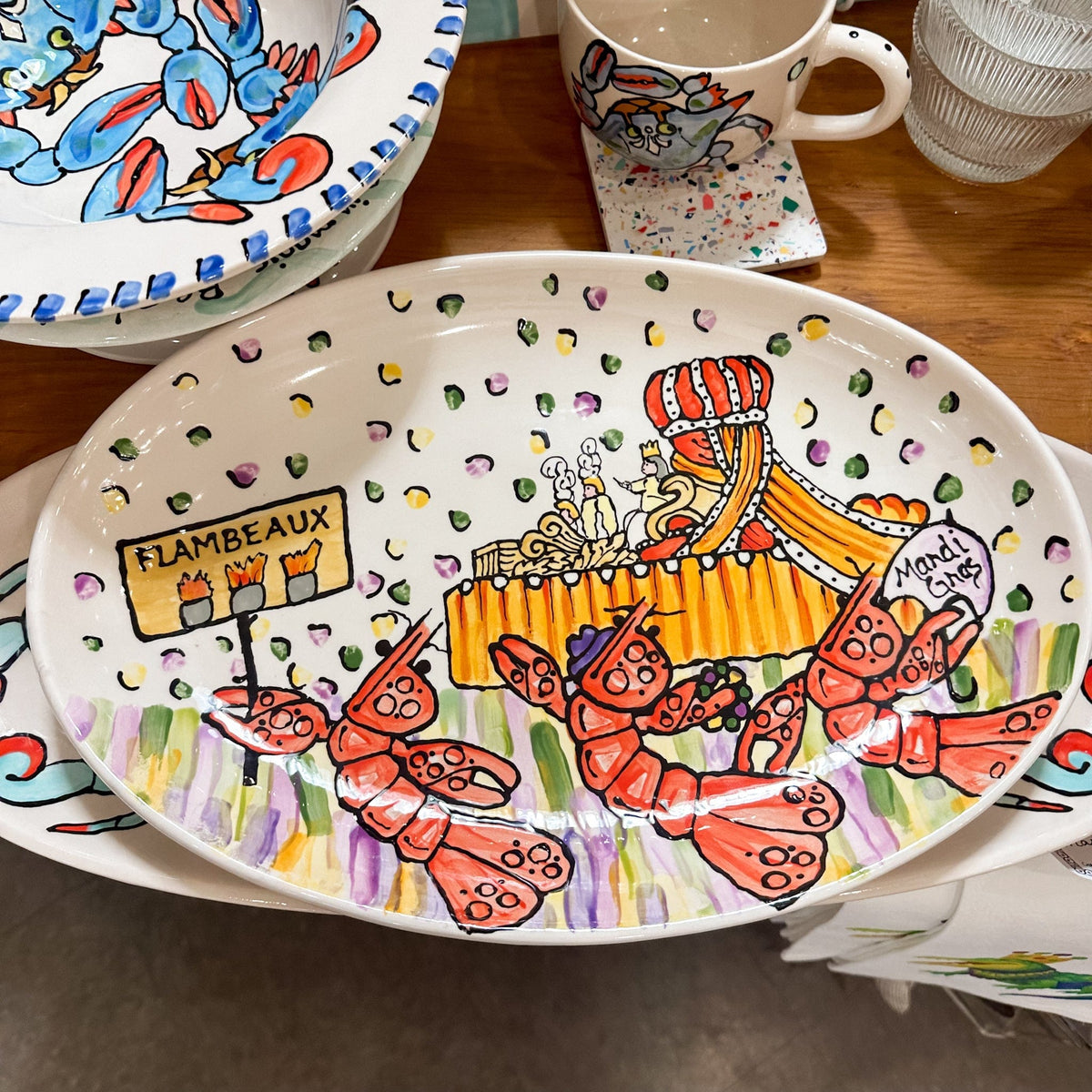 Jan Salzer Art Mardi Gras Crawfish Oval Platter - Little Miss Muffin Children & Home
