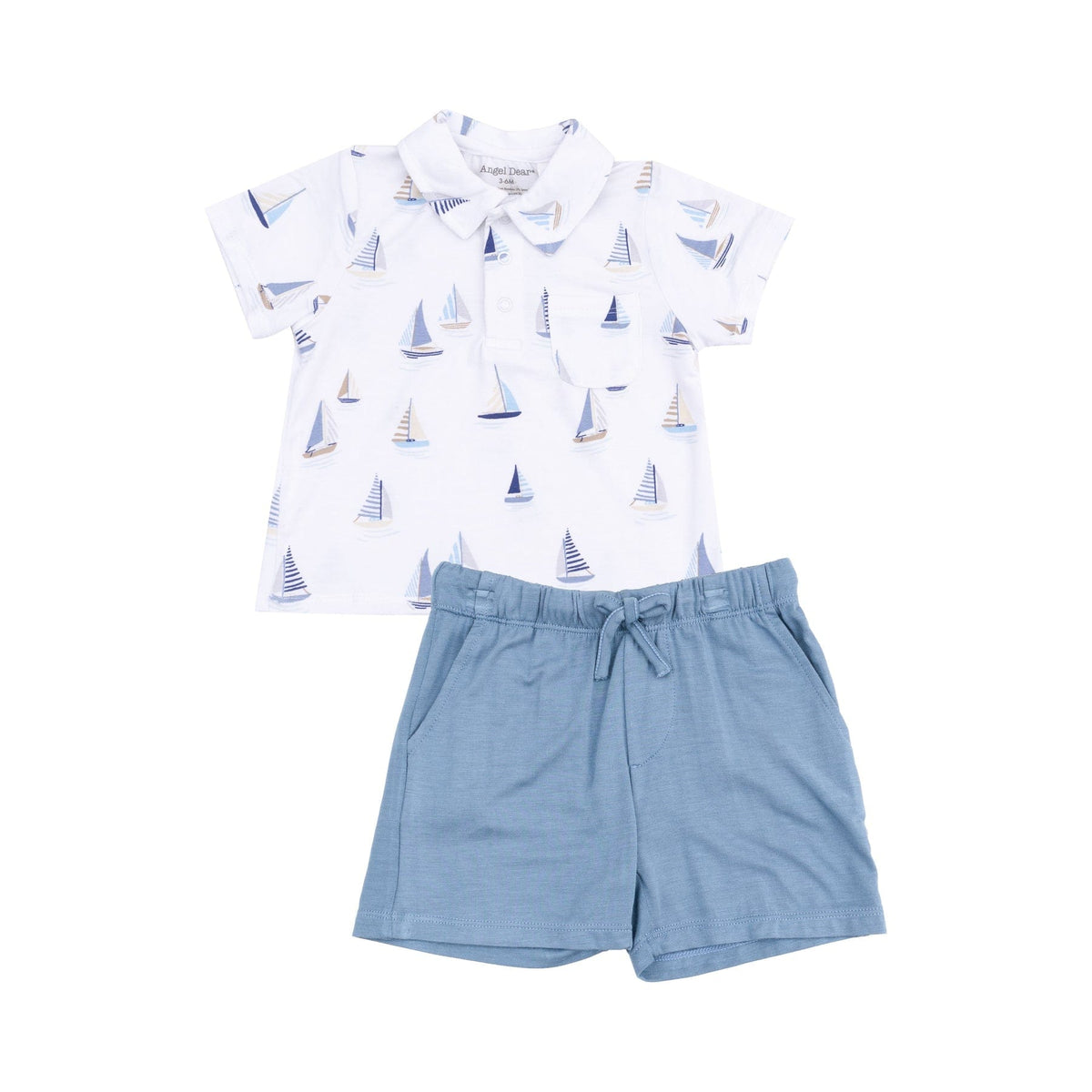Angel Dear Angel Dear Sailboats Blue Polo Shirt & Short Set - Little Miss Muffin Children & Home
