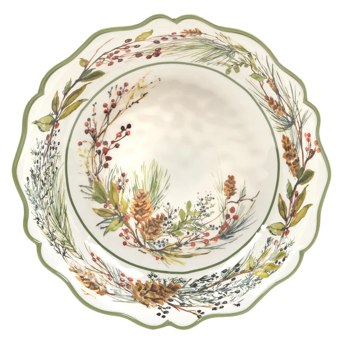 Winters Forest Christmas Heavyweight Melamine Large Serving Bowl