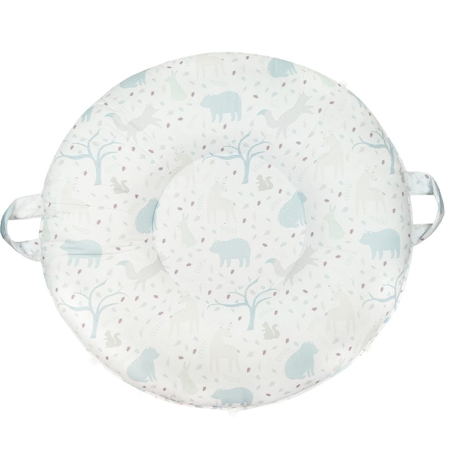 Goosewaddle + Pello Goosewaddle + Pello 34" Diameter Round Floor Pillow Cushion, Riley Jr Woodland & Silver - Little Miss Muffin Children & Home