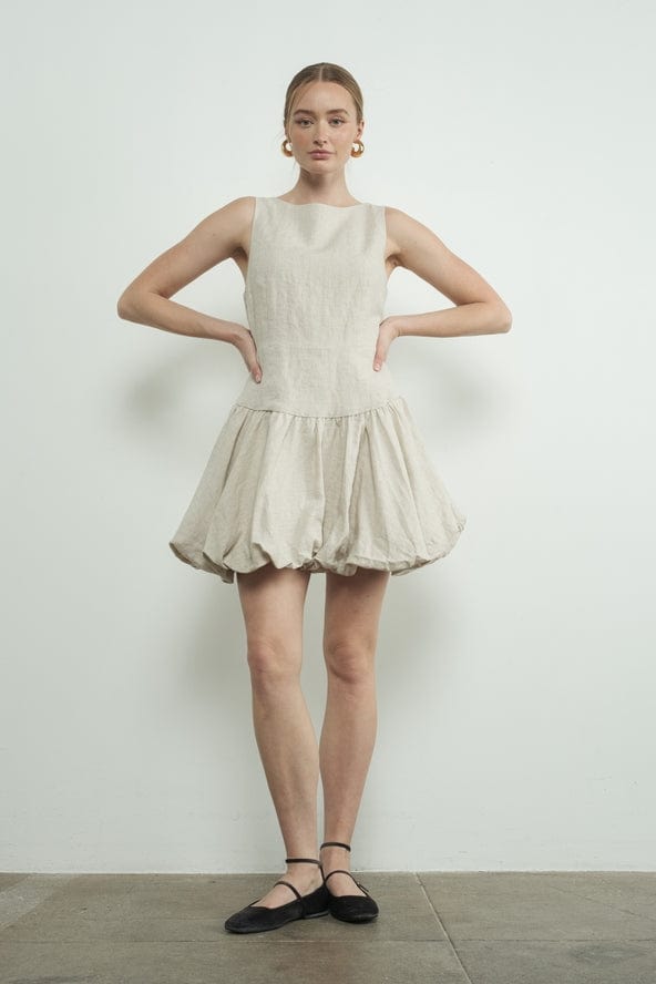 Aaron & Amber Aaron & Amber Linen Sleeveless Bubble Dress in Natural - Little Miss Muffin Children & Home