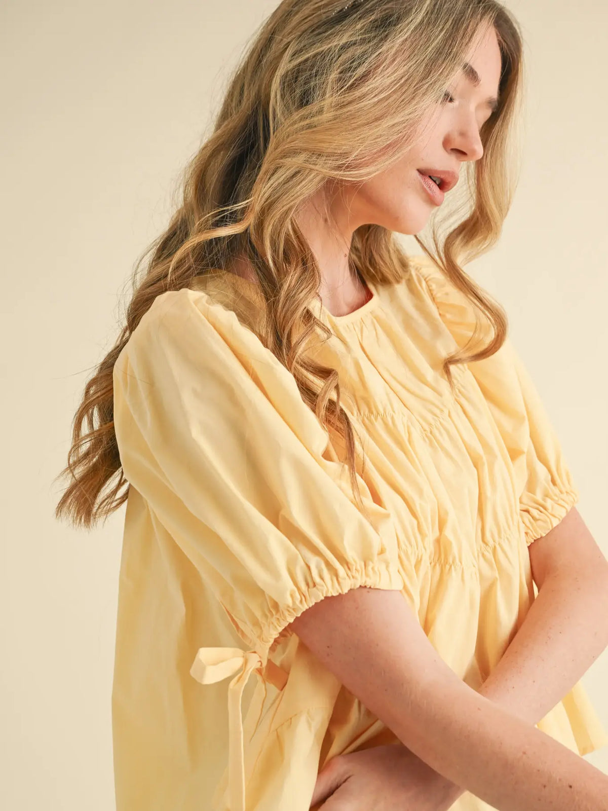 Tiered Puff Sleeve Top in Lemonade