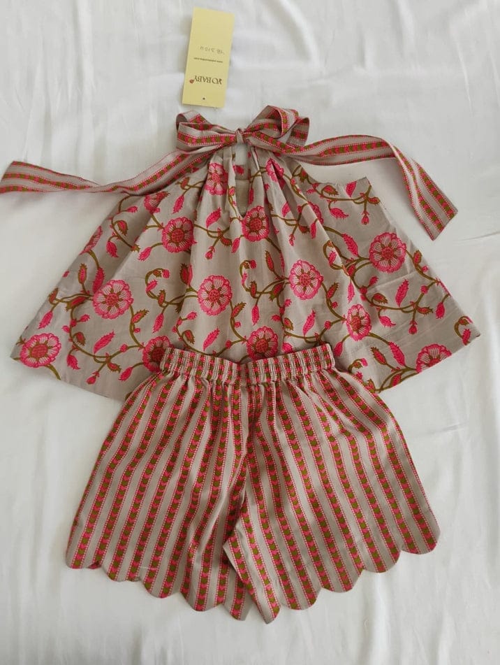 Halter Top and Shorts Set in Gray