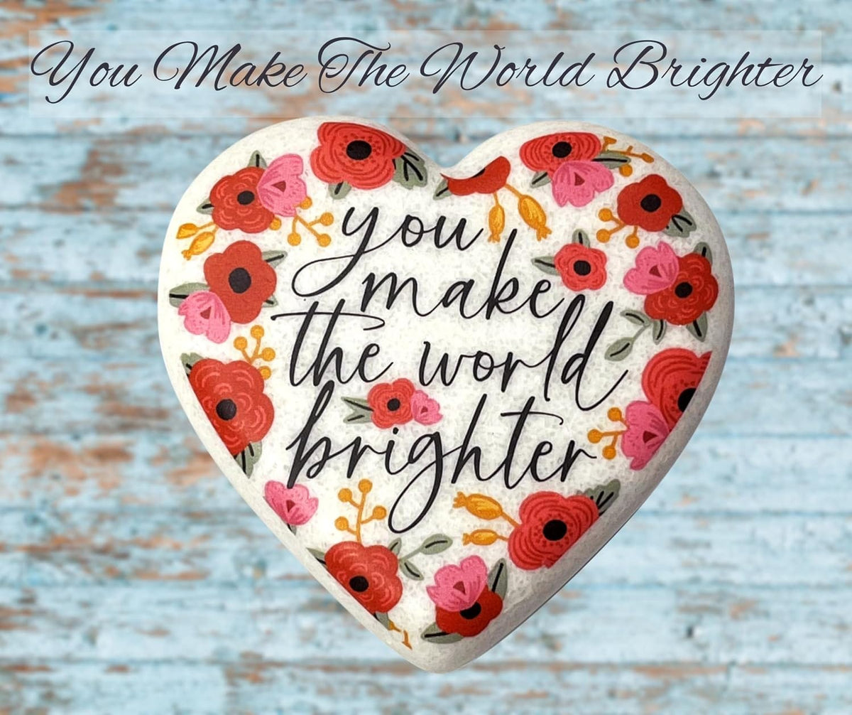 Kindness Heart Stone with Floral You Make the World