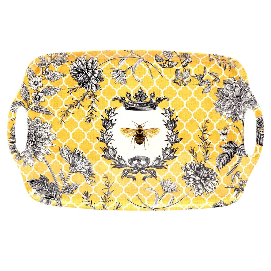 Certified International Certified International French Bees Melamine 19x12 Rectangle Serving Tray with Handles - Little Miss Muffin Children & Home