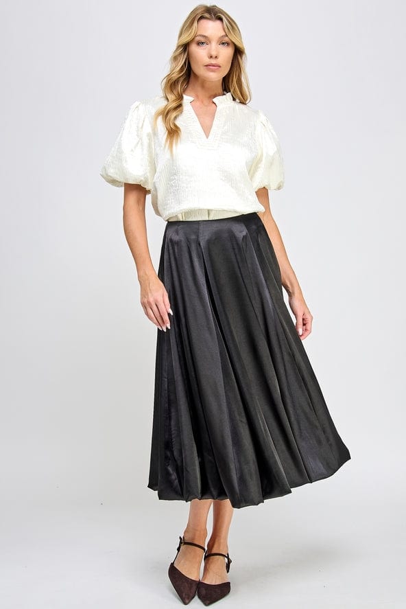 Ellison Ellison Satin Balloon Midi Skirt in Black - Little Miss Muffin Children & Home