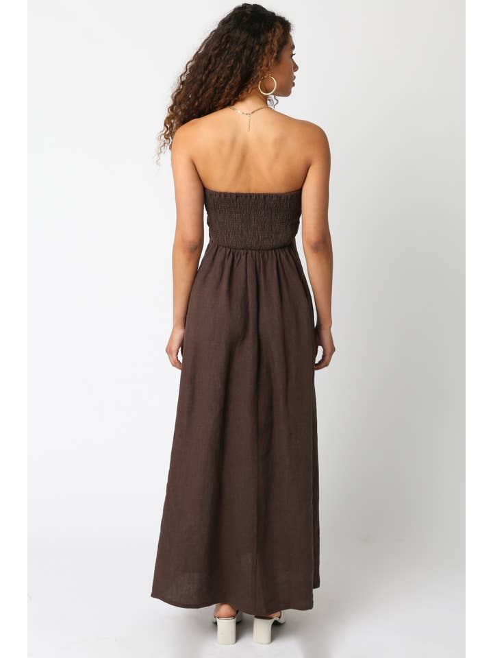 olivaceous linen dress OLIVACEOUS Lorelei linen dress M
