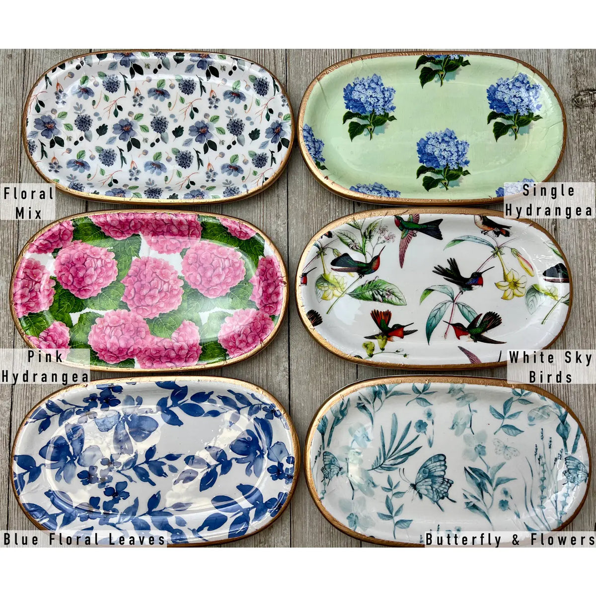 Single Hydrangea Large Ceramic Jewelry Tray