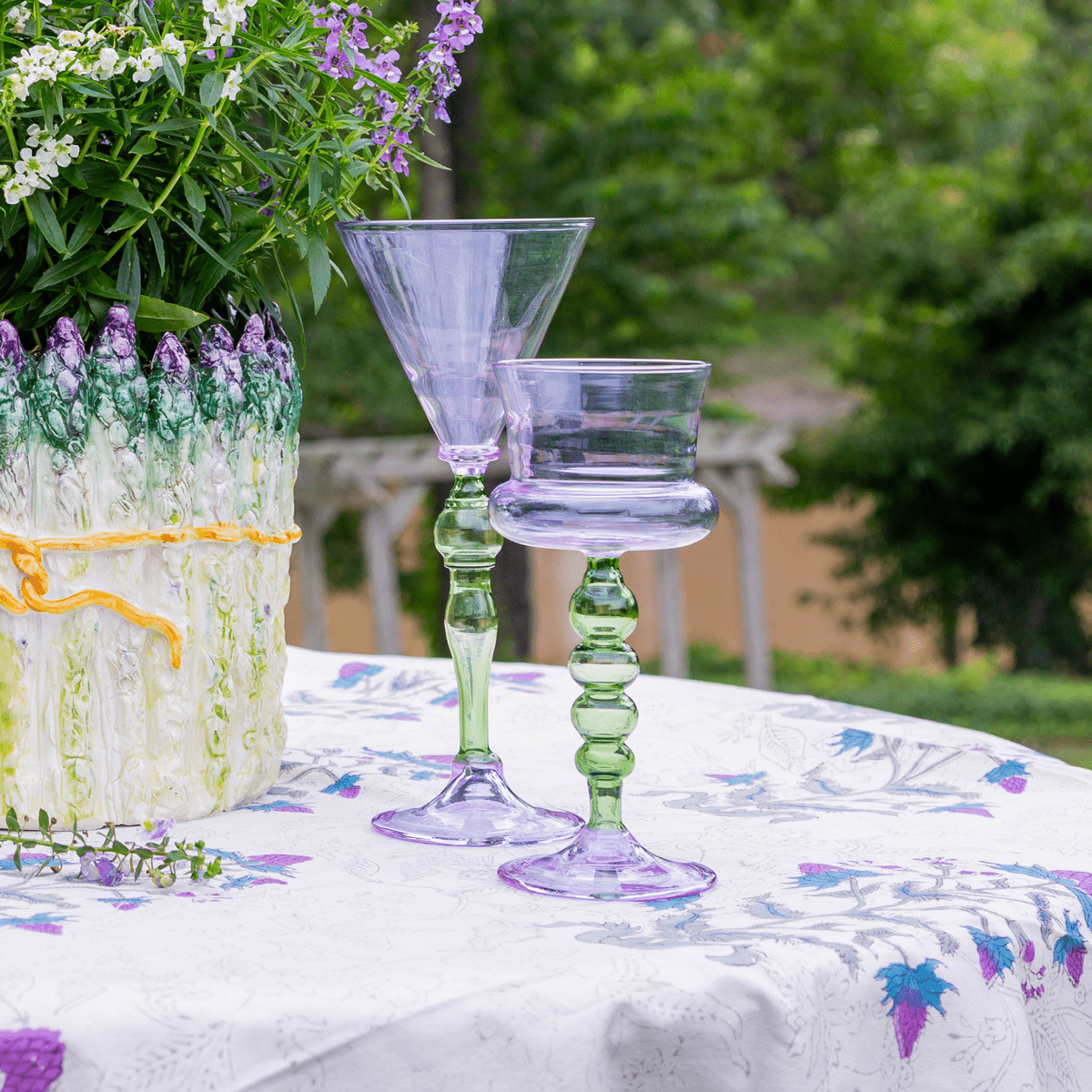 Abigail's Home Decor Palazzo Square Wine Glass, Lavender & Green - Little Miss Muffin Children & Home