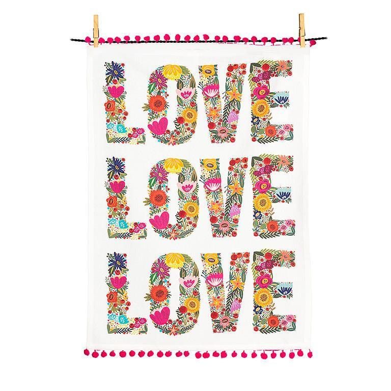 Abbott Abbott LOVE Kitchen Towel with Pompoms - Little Miss Muffin Children & Home