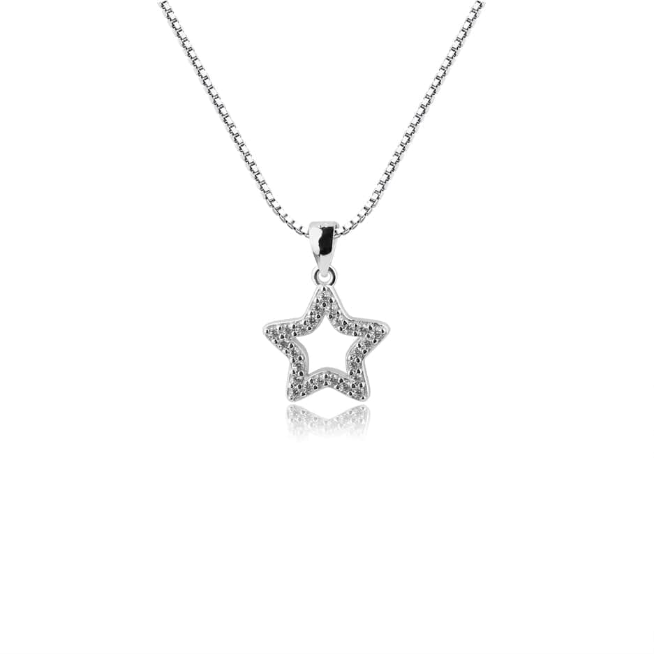 Cherished Moments Cherished Moments Sterling Silver Hollow Star Necklace CZ Stones - Little Miss Muffin Children & Home
