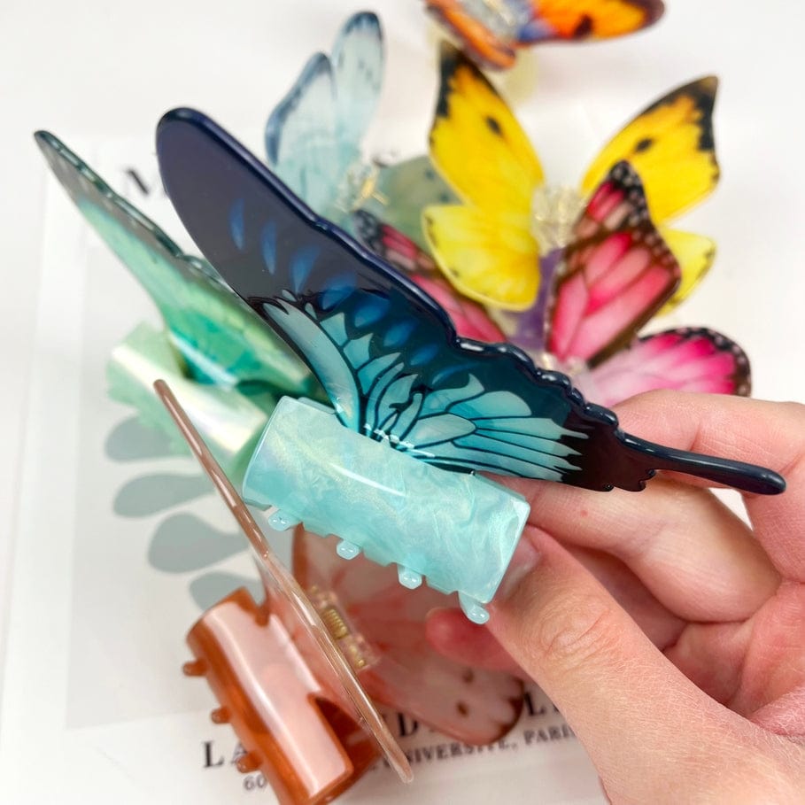 The Diva Soap The Diva Soap Acetate Large Butterfly Hair Clip Animal Claw Clip in Blue - Little Miss Muffin Children & Home