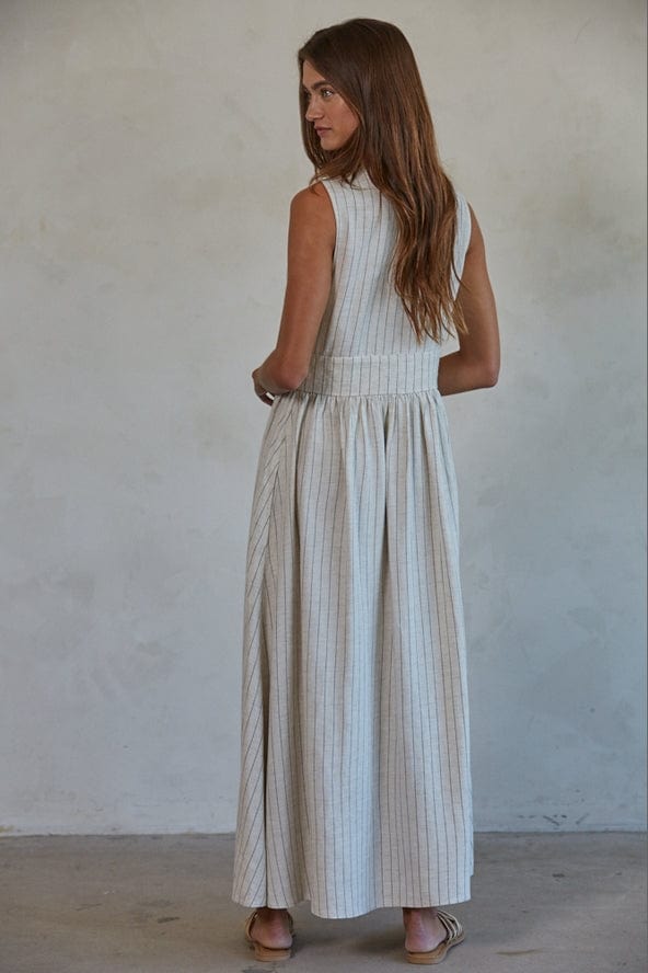 By Together By Together Linen Striped Buttondown Maxi Dress - Little Miss Muffin Children & Home
