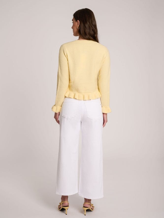 Yoga Jeans Yoga Jeans Lily High-Waisted Cropped Wide-Leg Jeans - 25" Inseam in White Lotus - Little Miss Muffin Children & Home