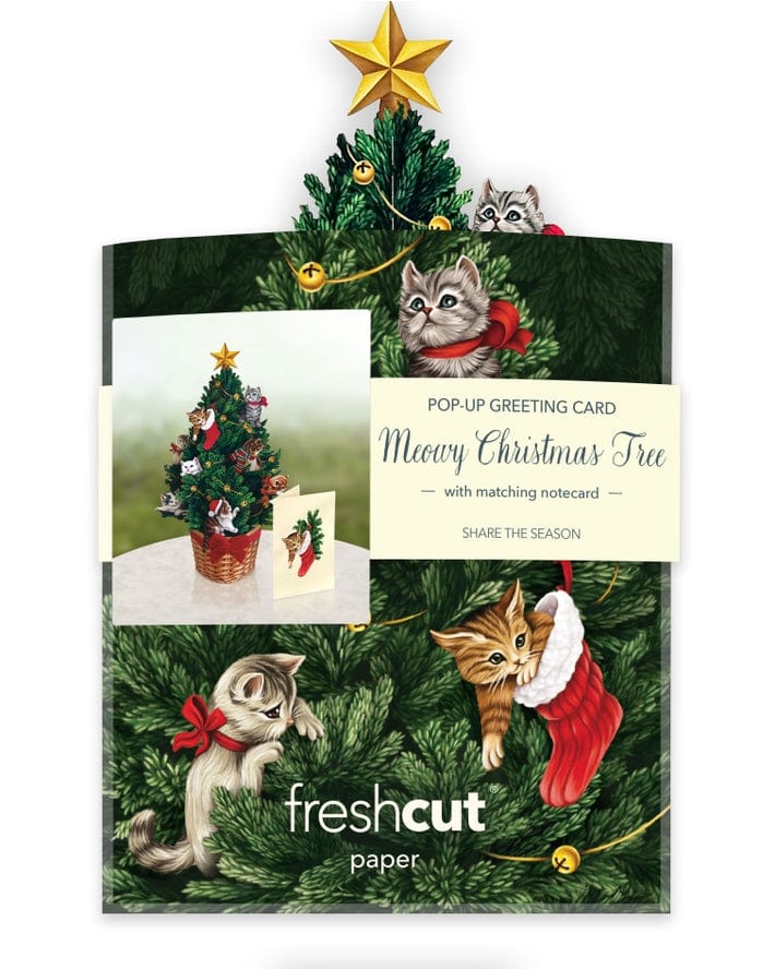 FreshCut Paper FreshCut Paper Mini Meowy Christmas Tree Pop-Up Greeting Card - Little Miss Muffin Children & Home