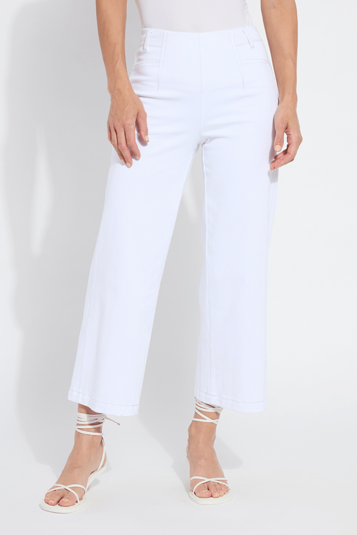 Layton Wide Leg Crop Pants in White by Lysse