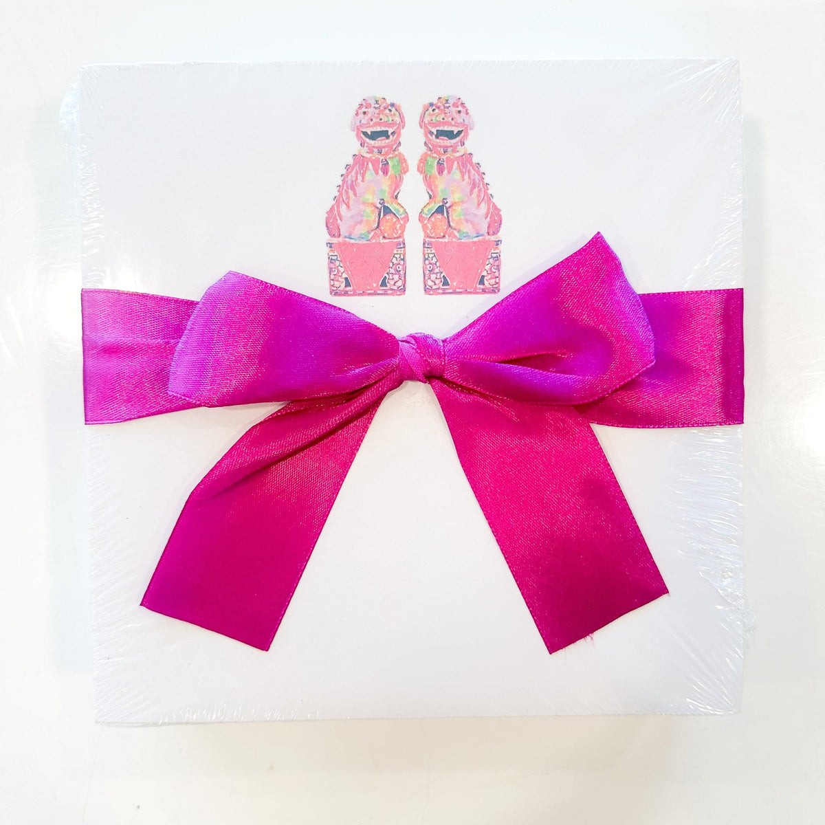 Asian Guardian Lions with Purple Ribbon Notepad