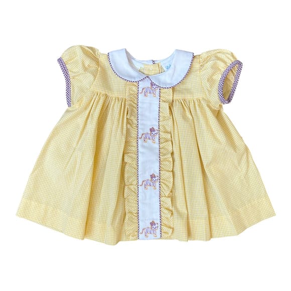 Molly LSU Tigers Yellow Gingham Baby Dress
