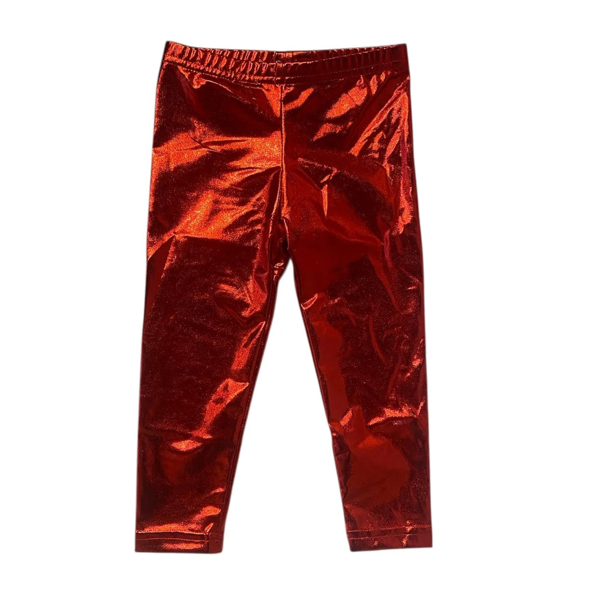 Red metallic leggings