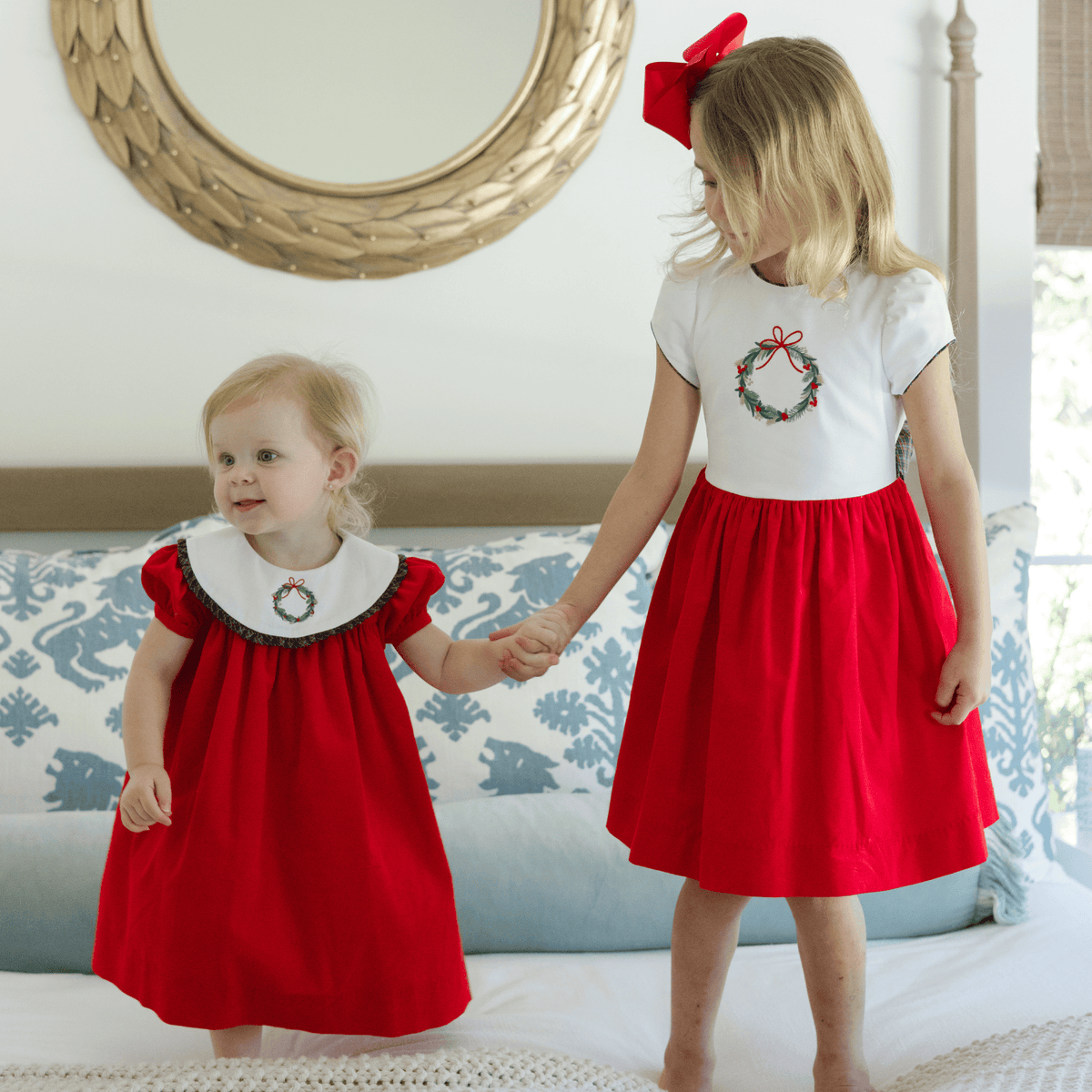Durham Plaid with Christmas Red Corduroy Float Dress for baby girls by Bailey Boys, view 2