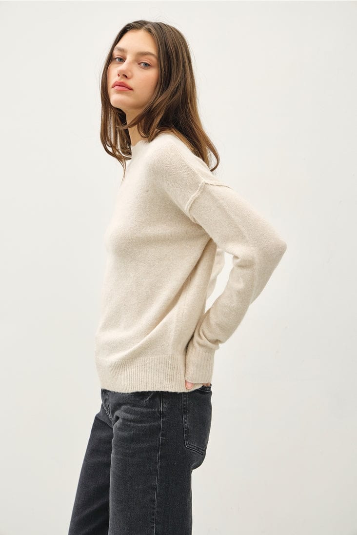 Be Cool Be Cool Cozy Drop Shoulder Sweater with Rib Detail in Cream - Little Miss Muffin Children & Home