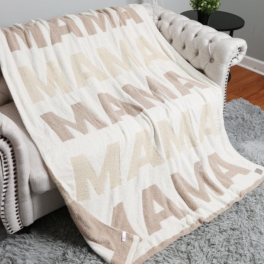 Fashion City MAMA Repeating Text Print Soft Throw Blanket - Little Miss Muffin Children & Home
