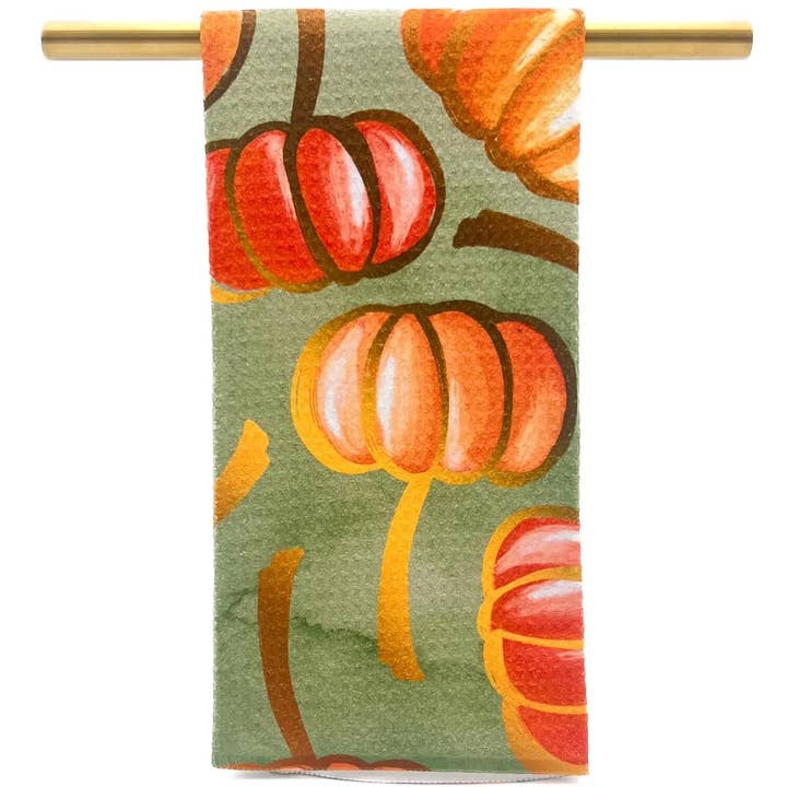 Orange Falling Pumpkins Tea Towel