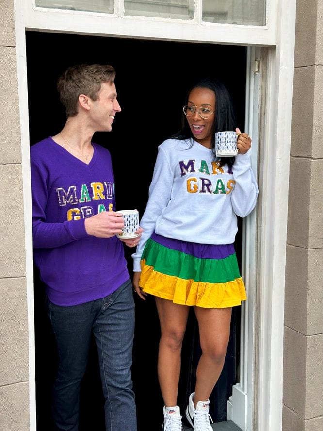 Mardi Gras Creations Mardi Gras Creations Sequin V-Neck Mardi Gras Sweater - Little Miss Muffin Children & Home