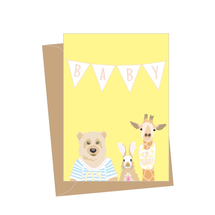 Apartment 2 Cards Apartment 2 Cards Mini New Baby Animal Trio, Folded Enclosure Card - Little Miss Muffin Children & Home