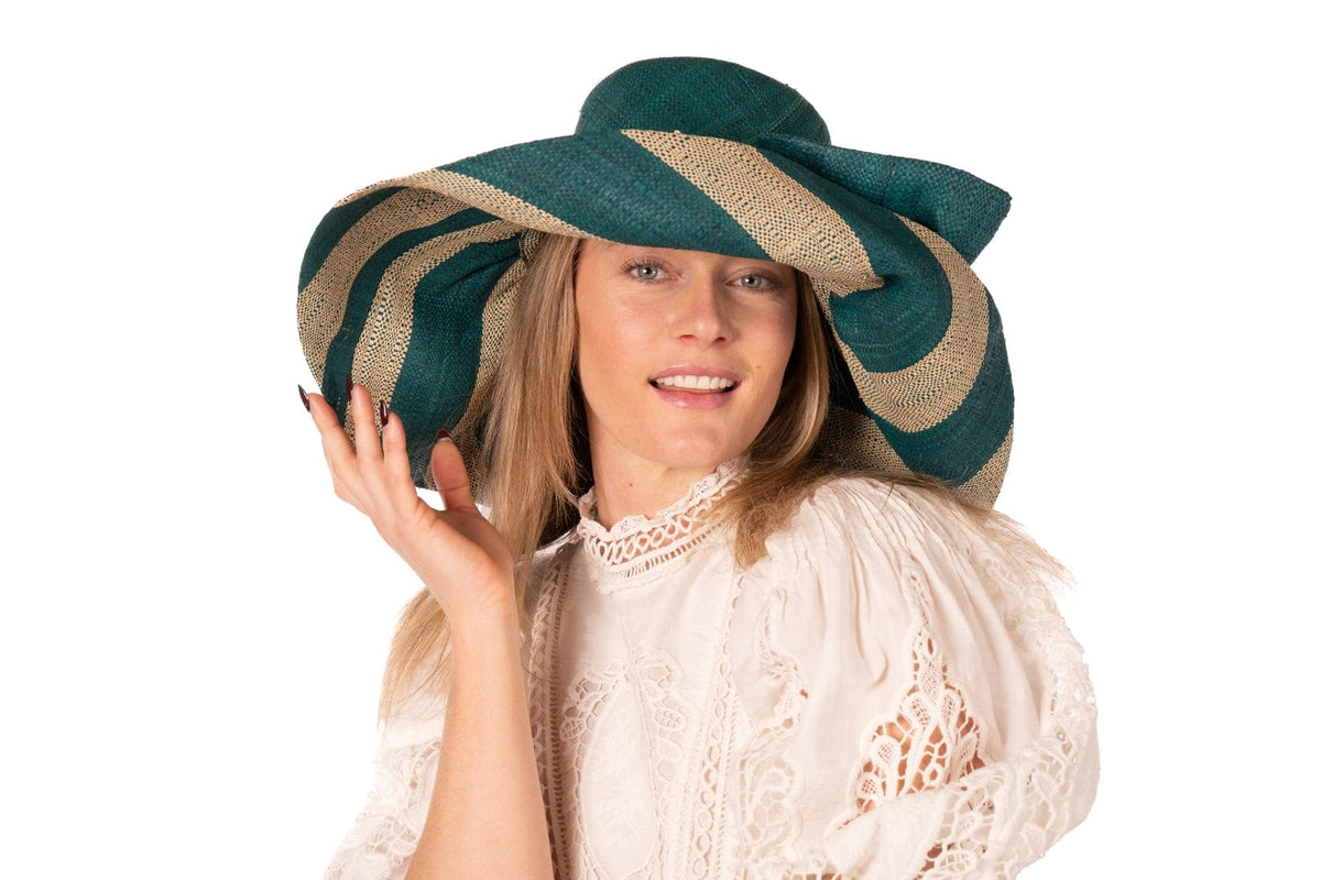 Shebobo Audrey 7" Wide Brim Big Bow Two Tone Straw Sun Hat - Little Miss Muffin Children & Home