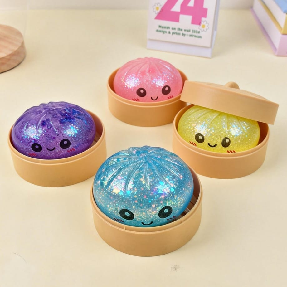 Small Size Emoji Cartoon Jumbo Mystery Squishy Dumpling Realistic Steamed Bun Stress Relief Squeeze Toy