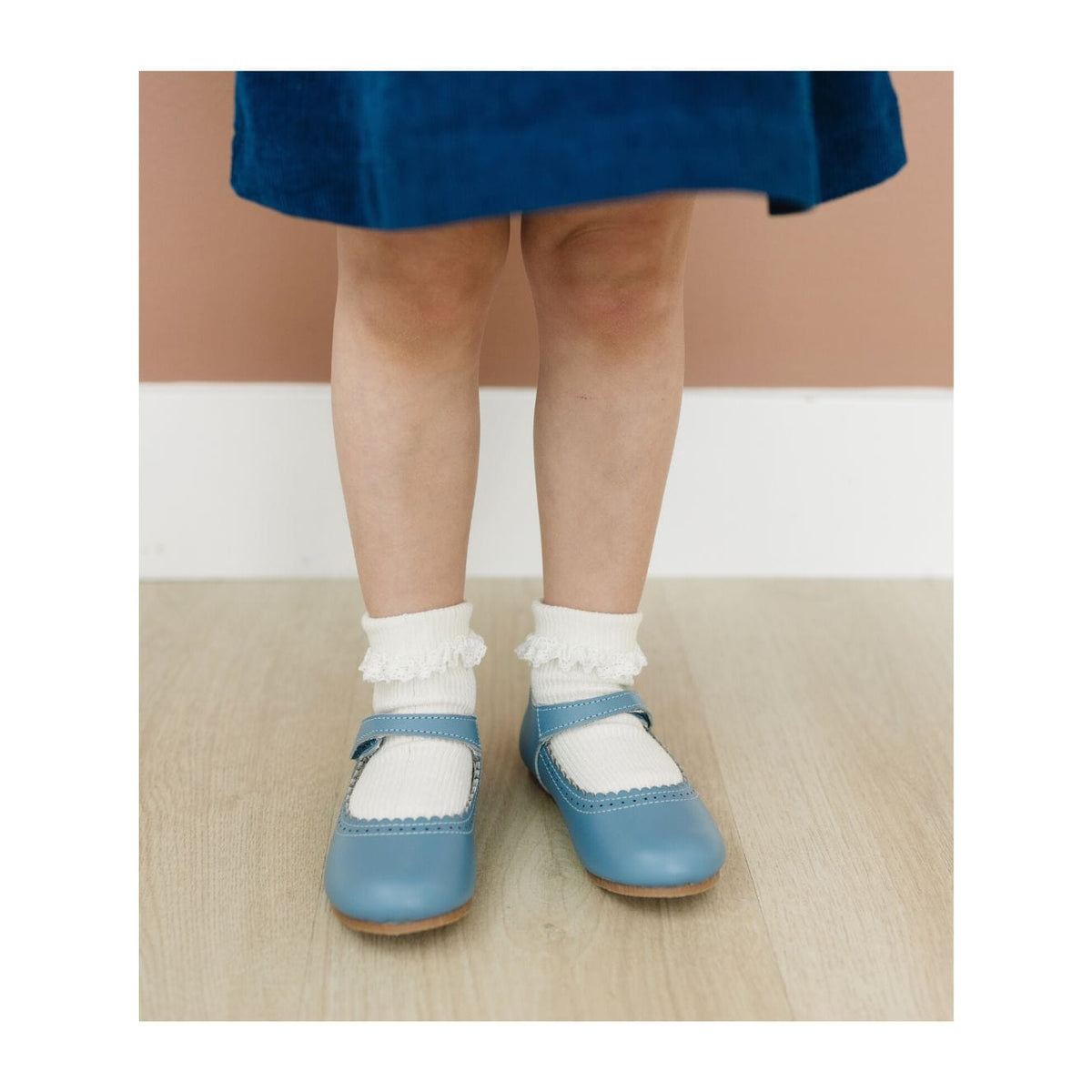 L'Amour Shoes L'Amour Lucille Scalloped Flat in French Blue - Little Miss Muffin Children & Home