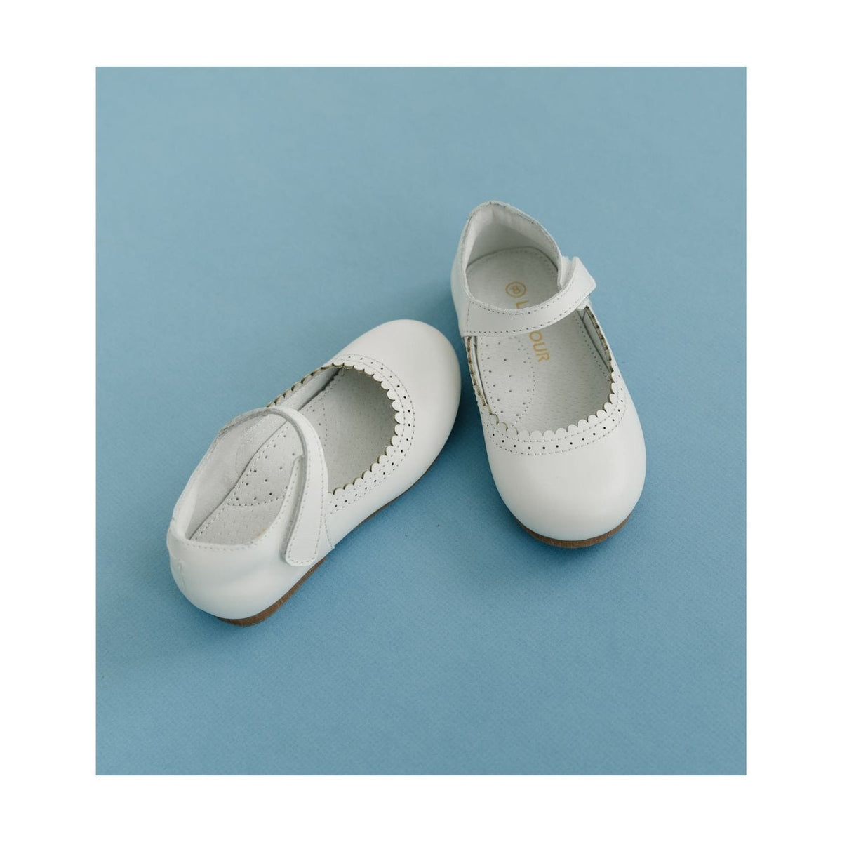 L'Amour Shoes L'Amour Lucille Scalloped Flat in White - Little Miss Muffin Children & Home