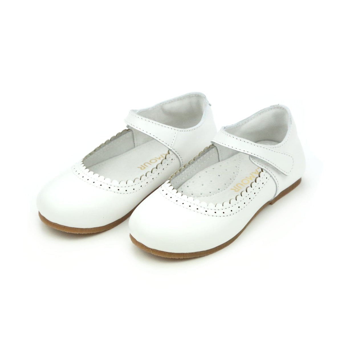 L'Amour Shoes L'Amour Lucille Scalloped Flat in White - Little Miss Muffin Children & Home
