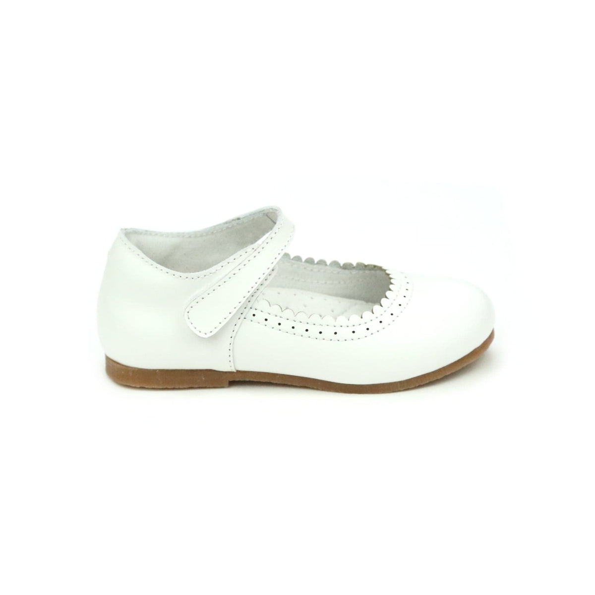 L'Amour Shoes L'Amour Lucille Scalloped Flat in White - Little Miss Muffin Children & Home