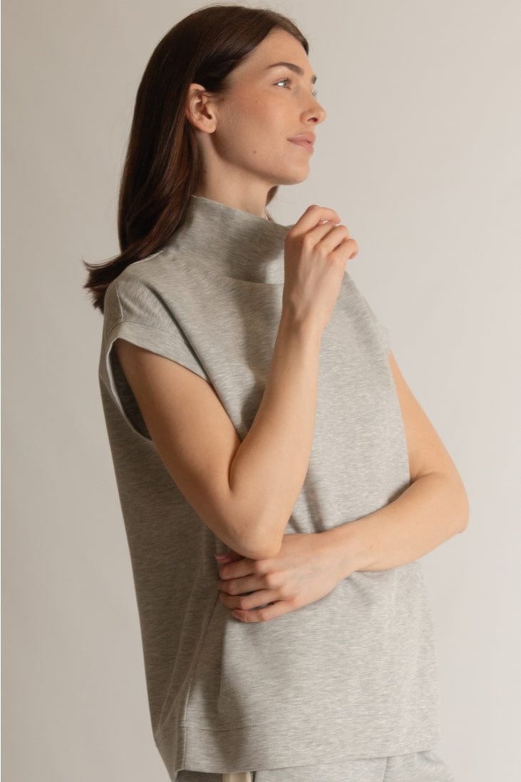 Before You Collection Before You Collection Butter Mock Neck Cap Sleeve Top in Heather Grey - Little Miss Muffin Children & Home