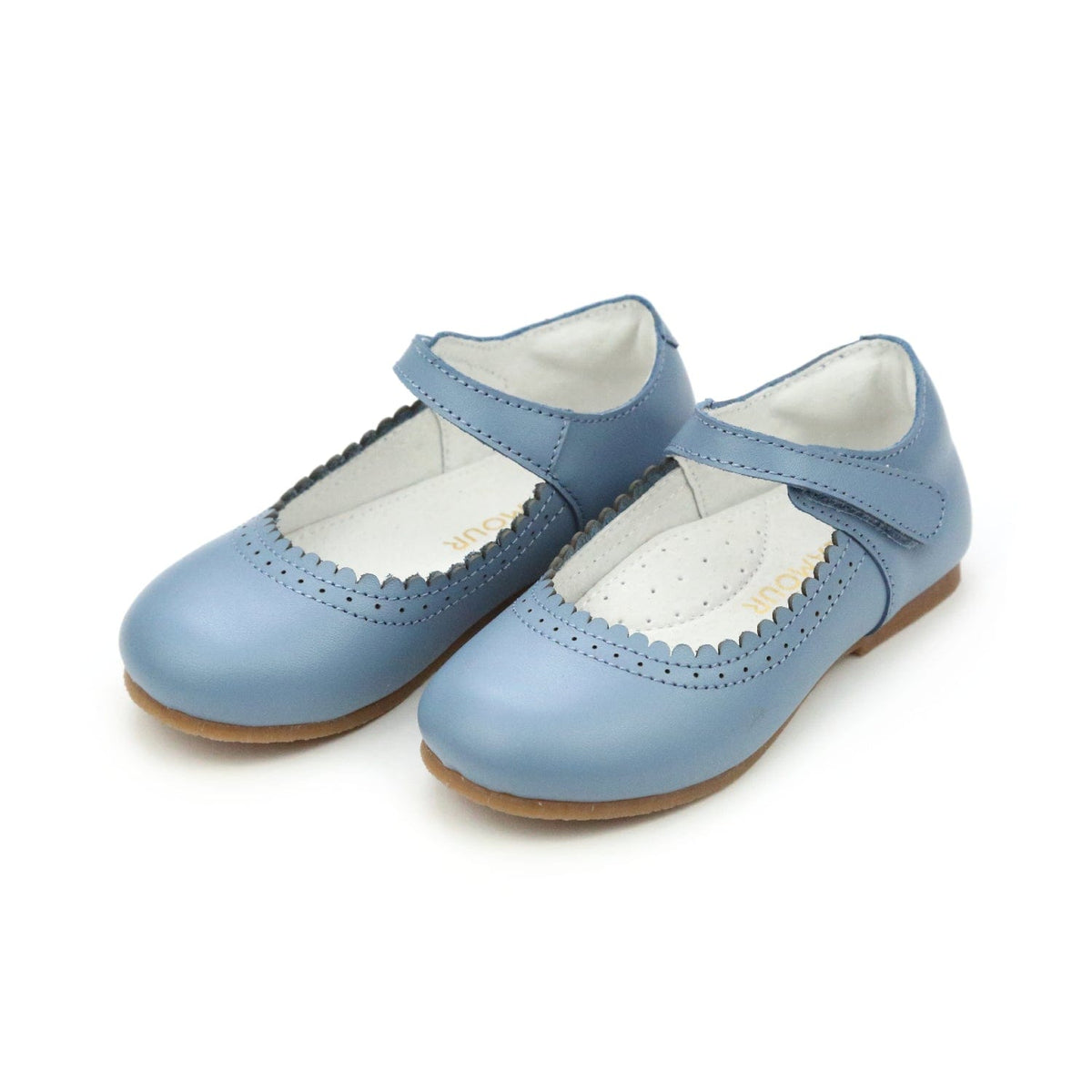 L'Amour Shoes L'Amour Lucille Scalloped Flat in French Blue - Little Miss Muffin Children & Home