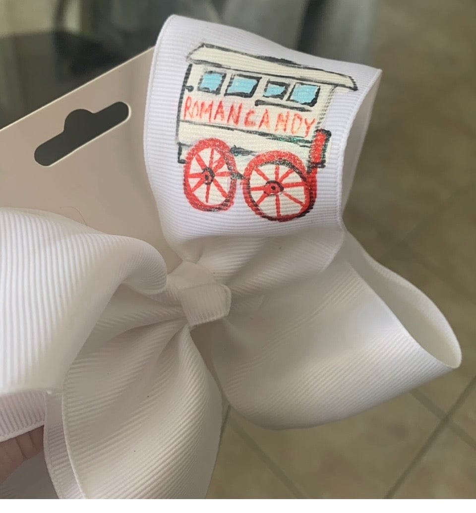 Roman Candy Hand Painted Bow Double Glitter