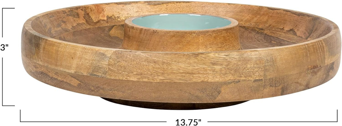 Bloomingville Bloomingville Mango Wood Lazy Susan Server with 2 Sections & Enameled Center - Little Miss Muffin Children & Home